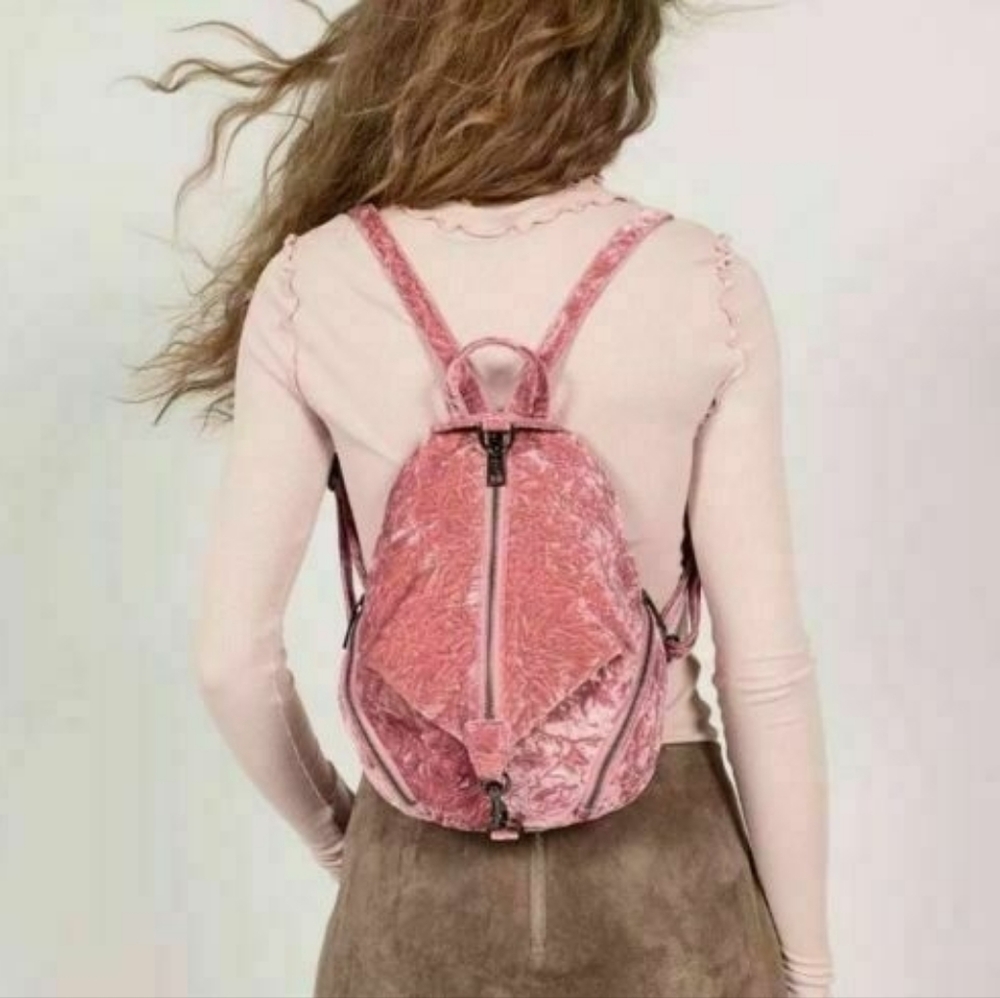 Rebecca Minkoff Julian pink velvet convertible backpack